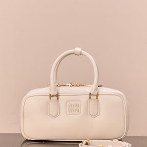 Réplica Miu Miu Arcadie 1:1 en Cuero Legítimo - Bolso de Hombro Blanco de Lujo 1119261415 - front view | Arcadie